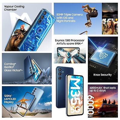 Samsung Galaxy M35 5G (Blue,6GB RAM,128GB )Exynos 1380 Processor Global Version.