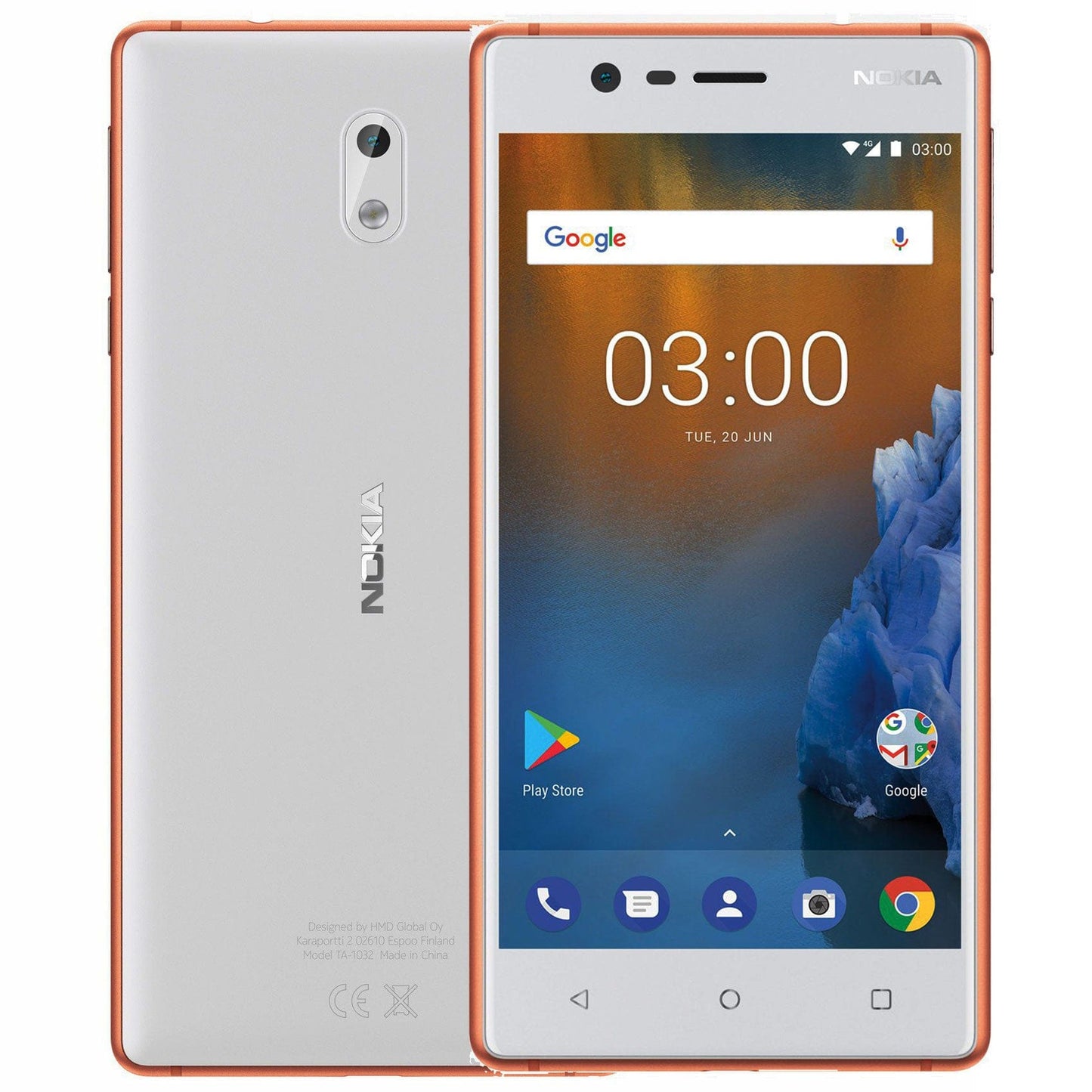Nokia 3 TA-1038 Dual-SIM 16GB SmartCell-Phone (Unlocked, Copper)