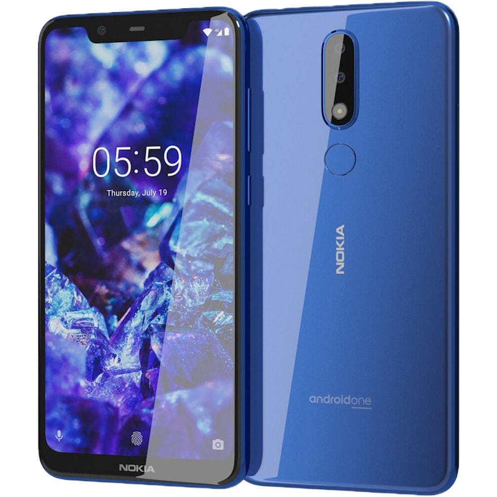 Nokia 5.1 Plus TA-1120 Dual-SIM 32GB SmartCell-Phone (Unlocked, Blue)