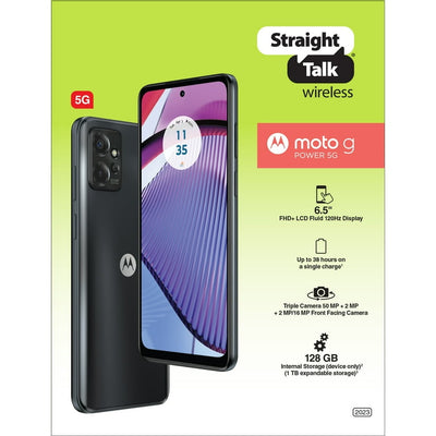 Motorola Straight Talk Moto G Power 5G (2023), 128GB, Black- Prepaid Smartphone [Locked To Straight Talk]