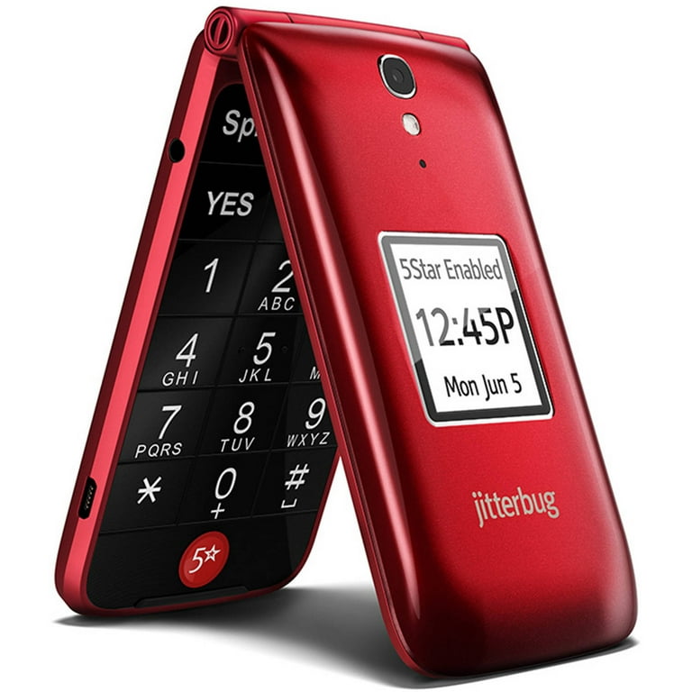 Jitterbug Flip Easy-to-Use Mobile Cell-Phone - Red